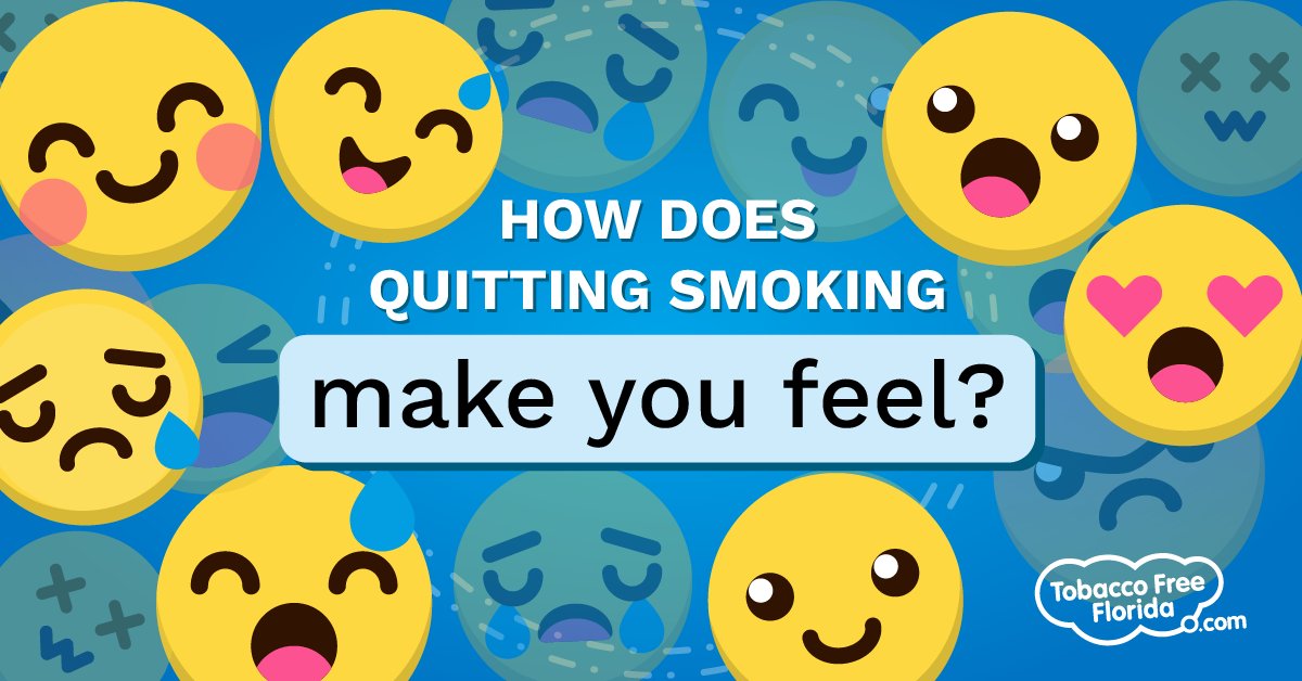 Quitting smoking can feel different for everyone and come with a range of emotions. Remember, these feelings don't last long, and you have what it takes to reach your smokefree goals. For more info to help you quit, visit TobaccoFreeFlorida.com/quityourway. #WorldEmojiDay 😄