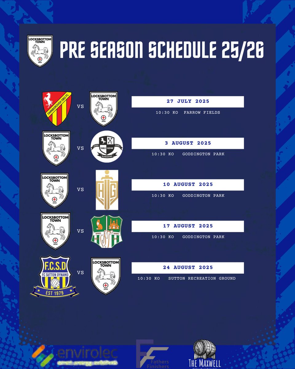 Locksbottom Town (@locksbottomtown) on Twitter photo Another year in the OBDSFL, new division, one lad apparently on trials in Malaga, 3 stuck in Benidorm and who knows where all the kit is. Pre season schedule below, see you next Sunday against our good pals <a href="/FOBGSUN_WESFA/">FOBGSUN-WESFA</a> . UTB Another year in the OBDSFL, new division, one lad apparently on trials in Malaga, 3 stuck in Benidorm and who knows where all the kit is. Pre season schedule below, see you next Sunday against our good pals <a href="/FOBGSUN_WESFA/">FOBGSUN-WESFA</a> . UTB