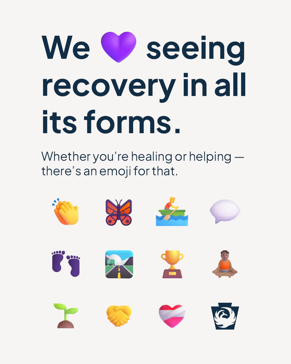 PADrugAlcohol's tweet image. Recovery looks different for everyone—and we 💜 that. Whether you’re healing, helping, or hyping someone up, drop the emoji(s) that capture what recovery means to you—or one you wish existed! 👇#WorldEmojiDay
📞 Need help finding your way to recovery? Start here: 1-800-662-HELP.