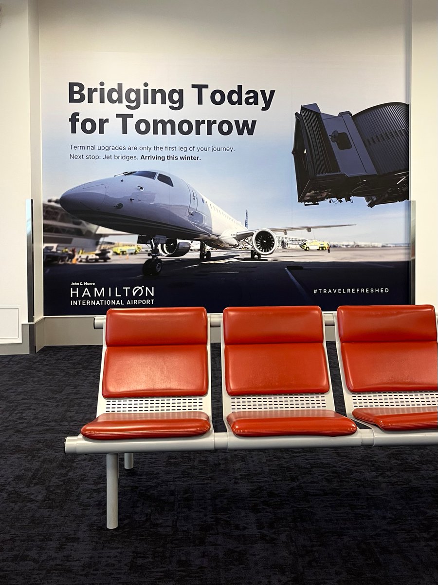 flyyhm's tweet image. We’re elevating your travel journey – literally! 🚶✈️
This winter, YHM is adding passenger jet bridges to make boarding and deplaning smoother, more comfortable (and flip-flop friendly 😉) by providing direct, weather-protected access between the terminal and the aircraft.
