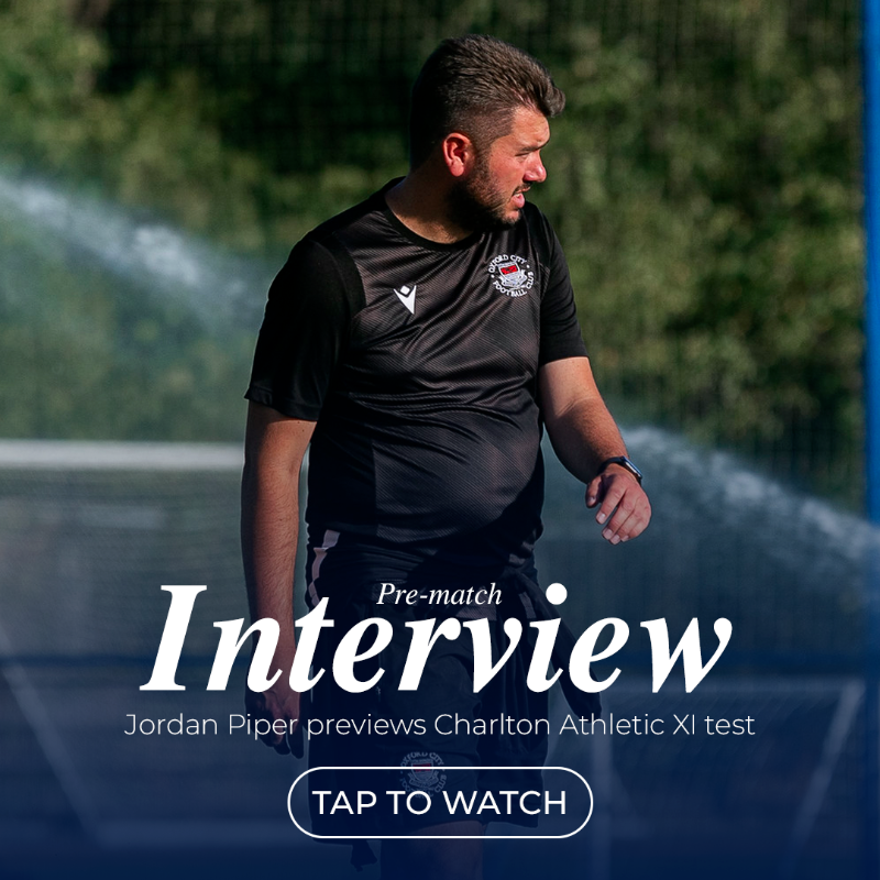 OxCityFC's tweet photo. 📹 We caught up with Jordan Piper ahead of Saturday's test against @CAFCOfficial. 

#OCFC