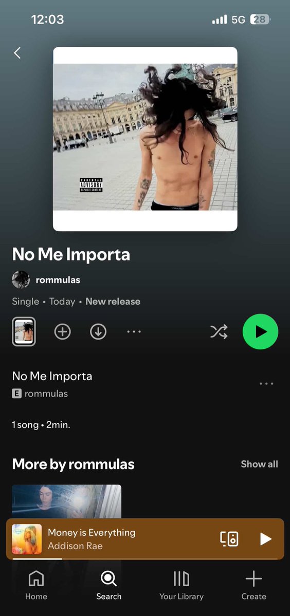 sleazepopdaily's tweet image. Rommulas drops his song “No Me Importa” without the verse from 2hollis