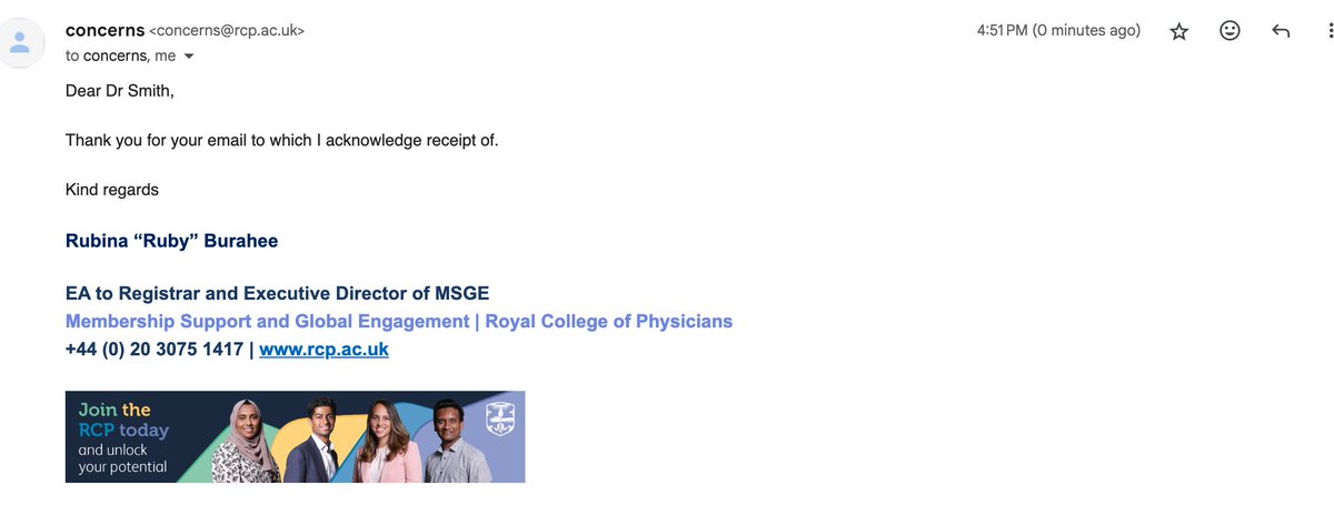 PhilSmithIsBack's tweet image. Look what arrived just now, post the @RCPhysicians vote on rescinding @parthaskar FRCP....They email receipt of this now, POST vote. Again, appalling but what I expect from the @RCPhysicians now. Fellows need to leave en masse #RCPExodus