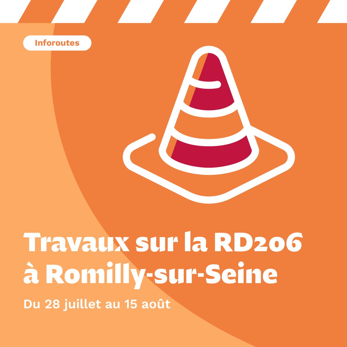 🚧#INOFOUTES10 - Travaux à Romilly-sur-Seine

Du 28 juillet au 15 août
⛔ Circulation et stationnement interrompus
🔀 Déviation dans les deux sens par la RD440 direction Sauvage (Marne)

ℹ pulse.ly/ke2aww0zwe

#Aube #DépartementAube