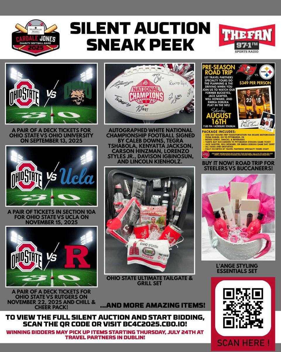 The Buckeye Cruise Silent Auction is LIVE!! You'll have to see this auction to believe it! Every bid supports the fight against cancer, so score big while giving back!

-A-deck Ohio State football tickets
-Signed Buckeye memorabilia
-And much more!

🔗 bc4c2025.cbo.io