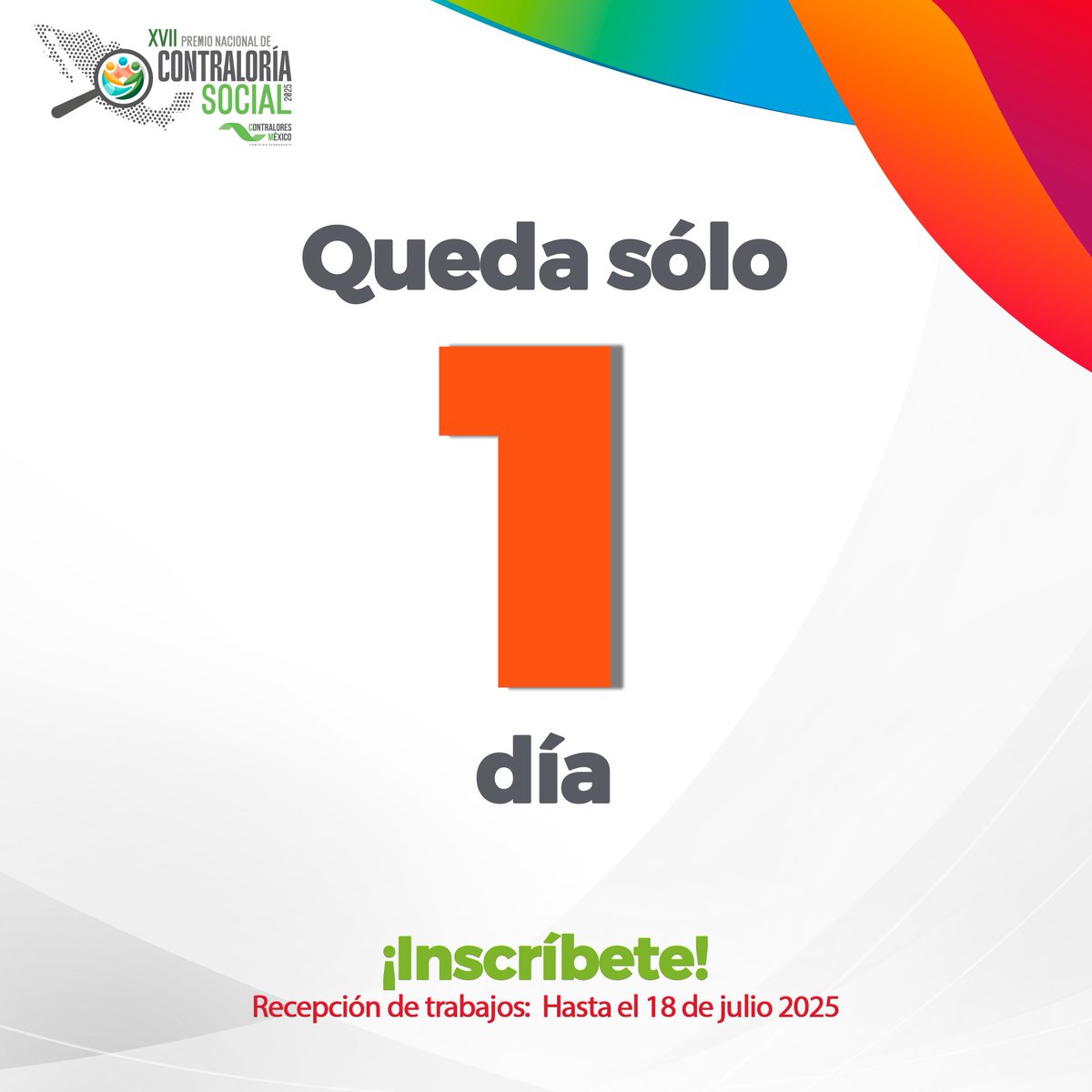⏳ ¡Queda sólo 1 día!
La Convocatoria del Premio Nacional de Contraloría Social 2025 Etapa Estatal está por cerrar.

📌 Si aún no registras tu proyecto de vigilancia ciudadana ¡Todavía estás a tiempo!

🔗 Consulta las bases en contraloria.durango.gob.mx/premionacional…