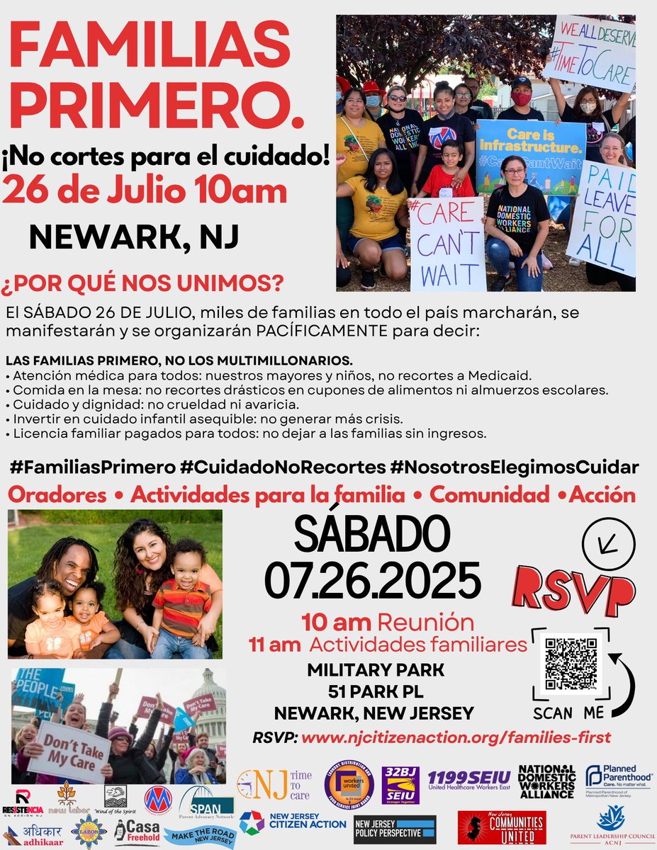 NJCitizenAction's tweet image. Join us on July 26 for a fun community event at Military Park (51 Park Place, Newark) starting at 10 AM! Families across the country are coming together to say loud and clear: our families come first & not billionaires or corrupt politicians. RSVP: form.123formbuilder.com/6866315/famili…