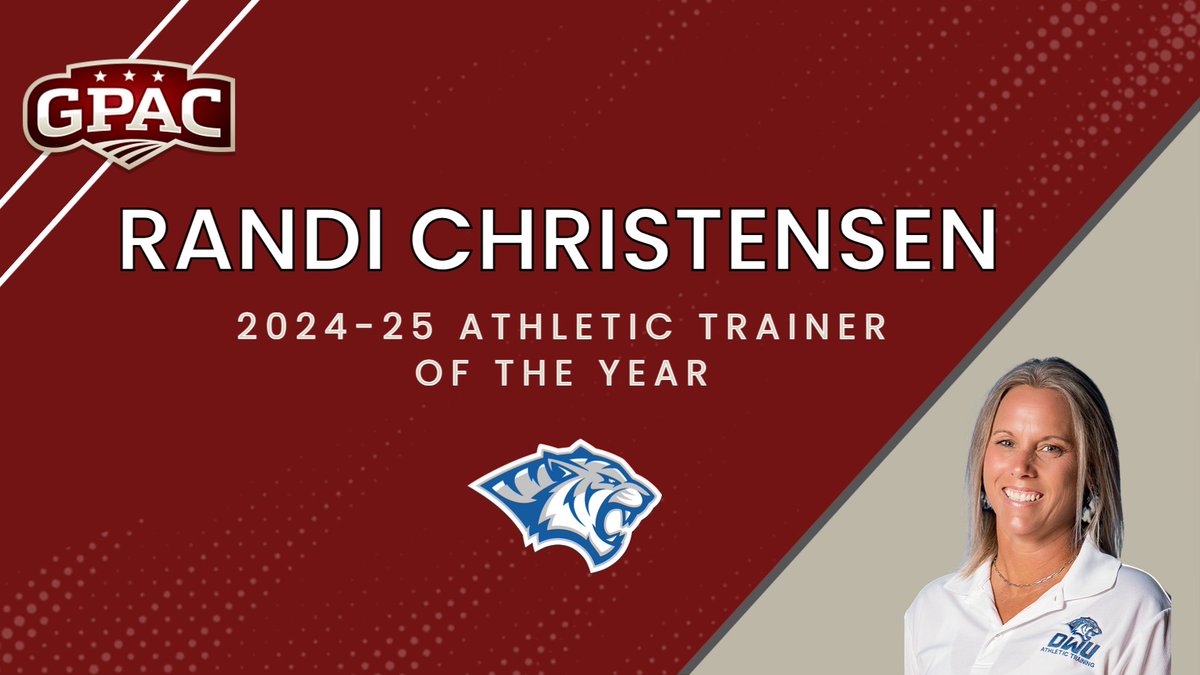 GPACSports's tweet image. Randi Christensen from @dwusports named GPAC Athletic Trainer of the Year.
Read More: tinyurl.com/ypwf6u9x