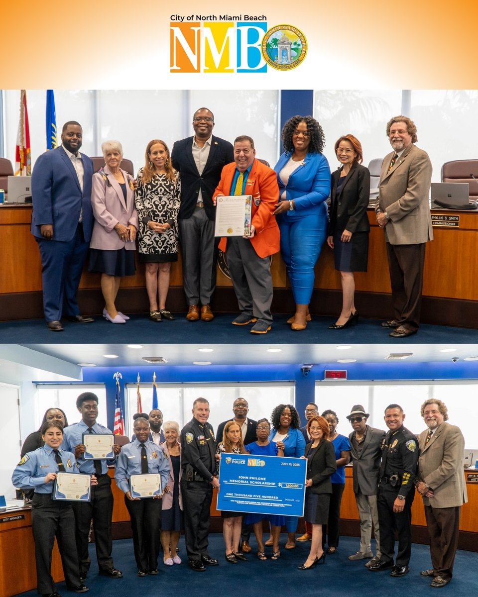 CityNMB's tweet image. At our July Commission Meeting, we recognized local residents, celebrated Parks and Recreation Month with a proclamation to our Parks & Recreation Department, and awarded The John Philome Memorial Scholarship honoring the life and service of the late Officer John Philome.