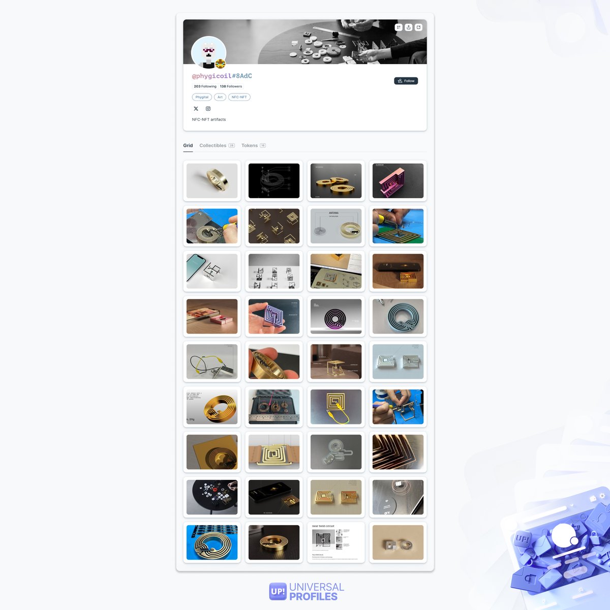 Don't have a Grid yet?

• Log in to your Universal Profile.
• Go to the “Grid” section.
• Enable the "Edit mode" by clicking the pencil icon.
• Pick columns, title it, &amp; get creative!