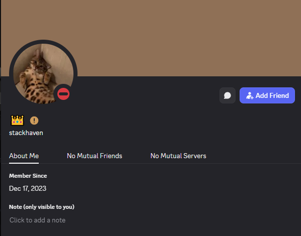 He has since changed his roblox profile, watch out for this guy, he's gambling all the crypto he stole from me and most likely will do this again. his discord UID is 1186054035191640214. roblox tag is @ svrals. He's verified on roblox.