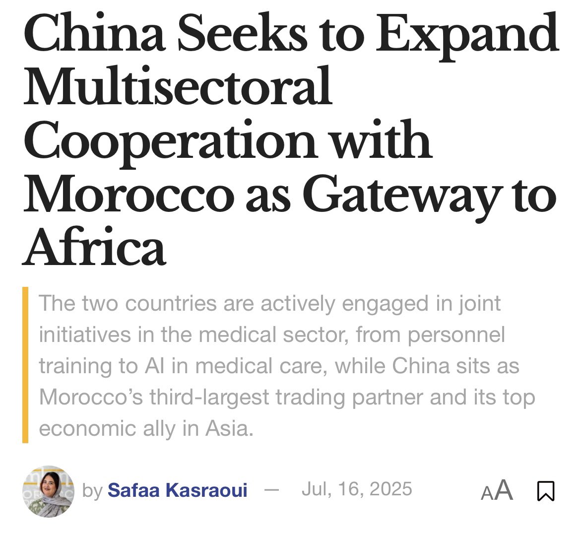 chinainmena's tweet image. “The Moroccan health minister emphasized how the Morocco-China partnership extends into fields like digital health, AI in medical care, training, biomedical research, and integrative traditional medicine.
Morocco and China are tied with several joint initiatives, including the…