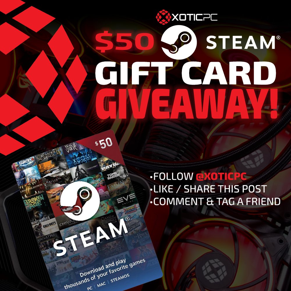 🚨 GIVEAWAY🚨
Power up your next gaming session—on us. One lucky winner will snag a $50 Steam Gift Card. Yep, it’s that simple.

SImply...
1️⃣ Follow <a href="/XoticPC/">XOTIC PC</a>
2️⃣ Like &amp; Share this post
3️⃣ Drop a comment &amp; tag a friend
✨ Bonus: Tell us what game’s getting your $50!

🗓 Winner