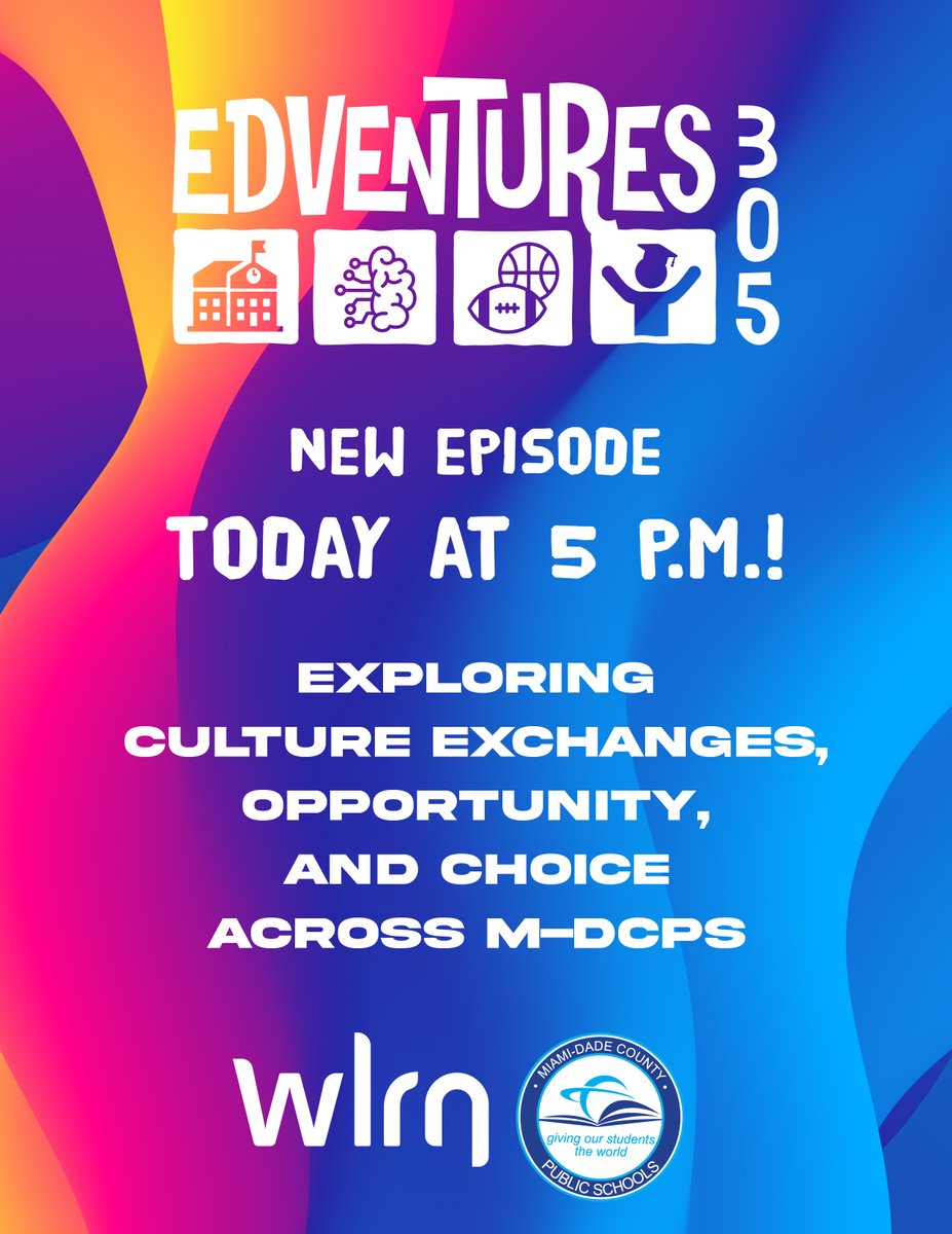 SuptDotres's tweet image. An exciting new episode of EdVentures 305 premieres TODAY at 5 p.m.! Dive into inspiring stories exploring culture exchanges, opportunity, and choice across @MDCPS. Watch on WLRN Channel 17 or stream on YouTube (MiamiSchools). #EdVentures305 #YourBestChoiceMDCPS