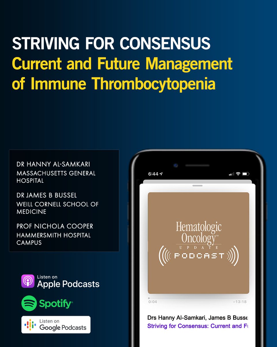 DrNeilLove's tweet image. Watch or listen to this podcast where esteemed faculty discuss current and future management of immune thrombocytopenia. ow.ly/n8Jk50Wmuhw