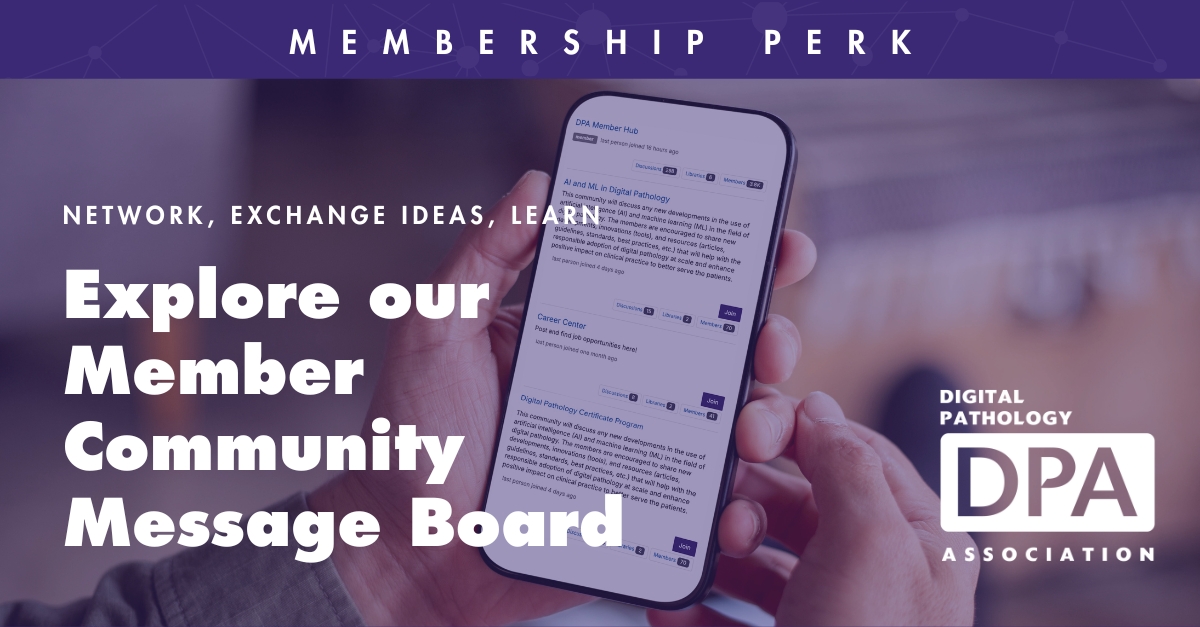 dpatweet's tweet image. Have you explored our Member Community Message Board?
Immerse yourself in the network of digital pathology professionals exchanging insights, expanding ideas, and posing questions to the hundreds of active threads within our message board.
zurl.co/bOt6P