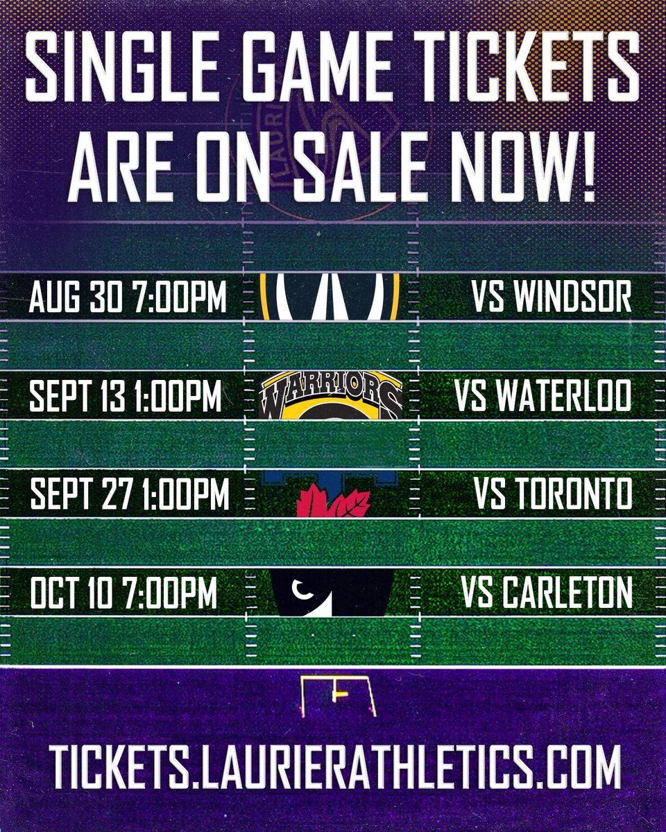 🚨 Sound the alarms🚨 

Single-game tickets are now available for purchase for all of our regular-season home football games. 

Secure your seats early for Home Opener, Battle of Waterloo, Homecoming, and Senior Night! 

Our Homecoming 🏈  game has sold out the last 4 years in a