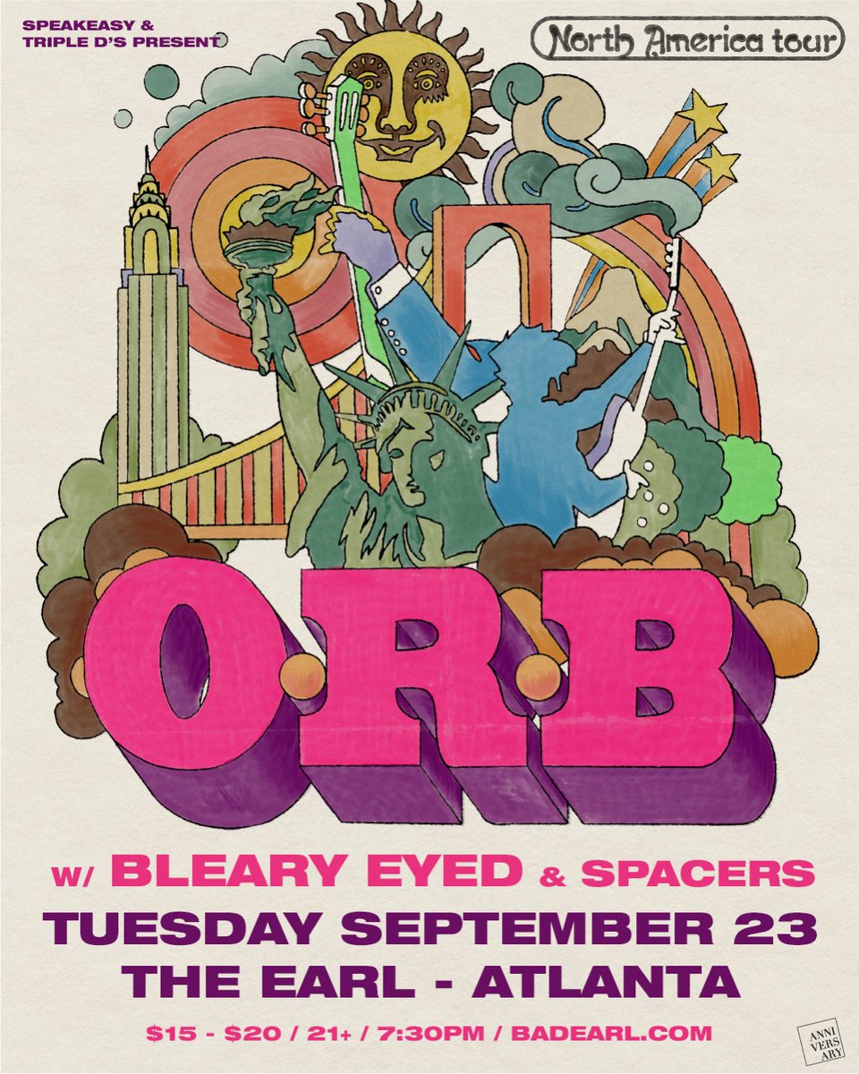 SpeakeasyPromo's tweet image. NEW ONE :: ORB plays The EARL on September 23rd with special guests Bleary Eyed and Spacers.
Tix: badearl.freshtix.com/events/orb-the…