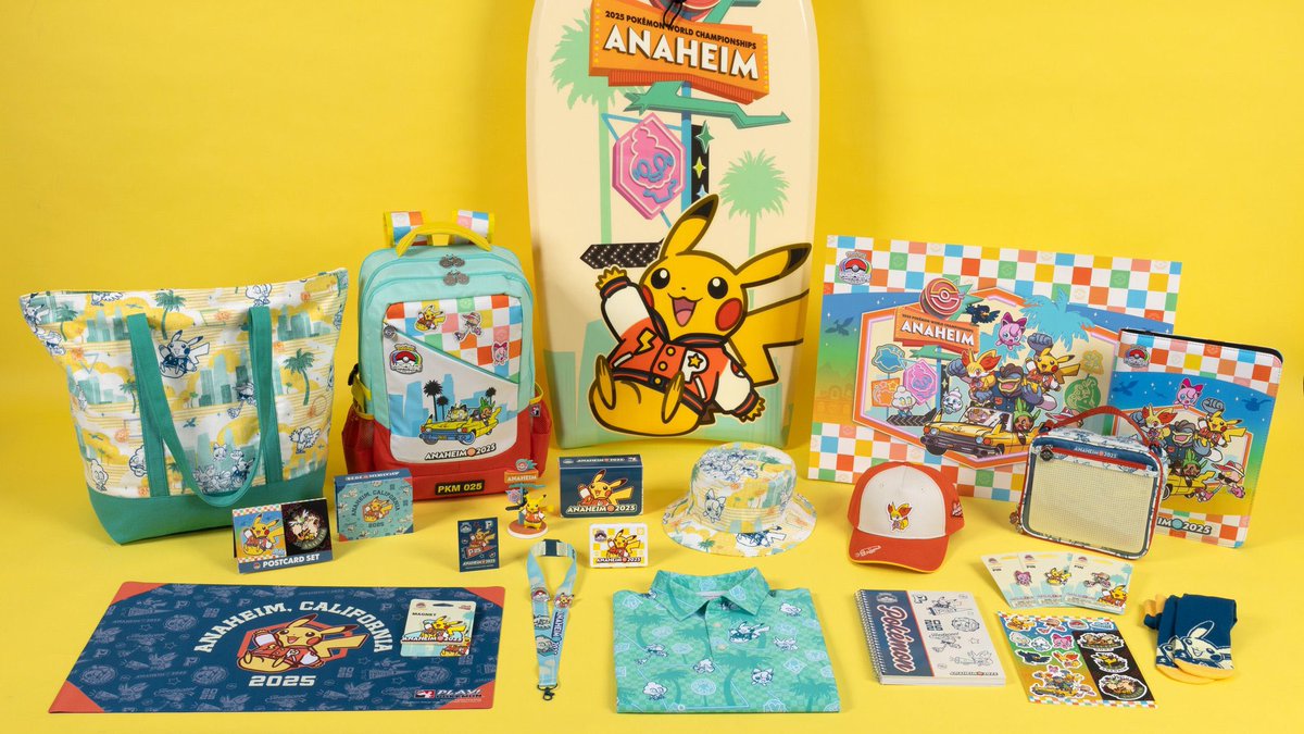 StuartPTCG's tweet image. Worlds 2025 merch is live!
Some awesome designs this year - the surfboard Pikachu is really cool, and that Arcanine line is 🔥
Hoping to be able to actually get some of this stuff when we are there in a month!