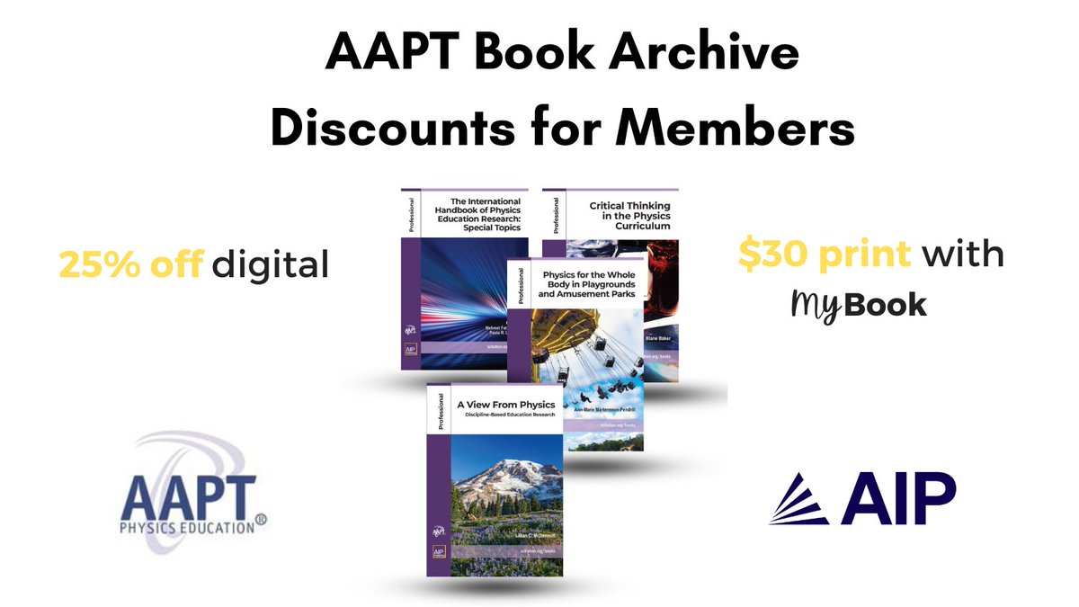 AAPTHQ's tweet image. AAPT Members, did you know you can purchase from the AAPT Book Archive Collection at a discounted rate? Access digital copies at 25% off or print copies for $30/book! Check out the collection here ➡ ow.ly/T78K50UZBQk #AAPTMemberDiscounts #AAPTBooks