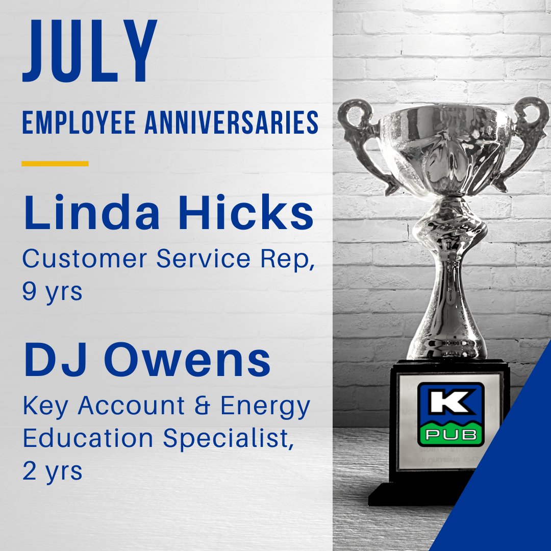Please join us in congratulating our July employee anniversaries for their tenure with #KPUB! 🏆

Thank you for choosing to give your time &amp; talents to serve our #community! 🙌🙌
#localsservinglocals #kpubproud #communitypowered