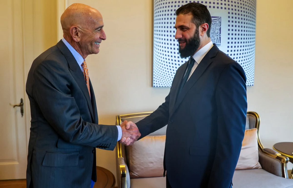 HemdadArwandi's tweet image. US Special Envoy to Syria Tom Barrack is responsible for what’s happening in Syria.
He praised Jolani, likening him to George Washington, and openly opposed the rights of Kurds, Druze, & Alawites.
His remarks were understood by Jolani as a green light to attack minorities.