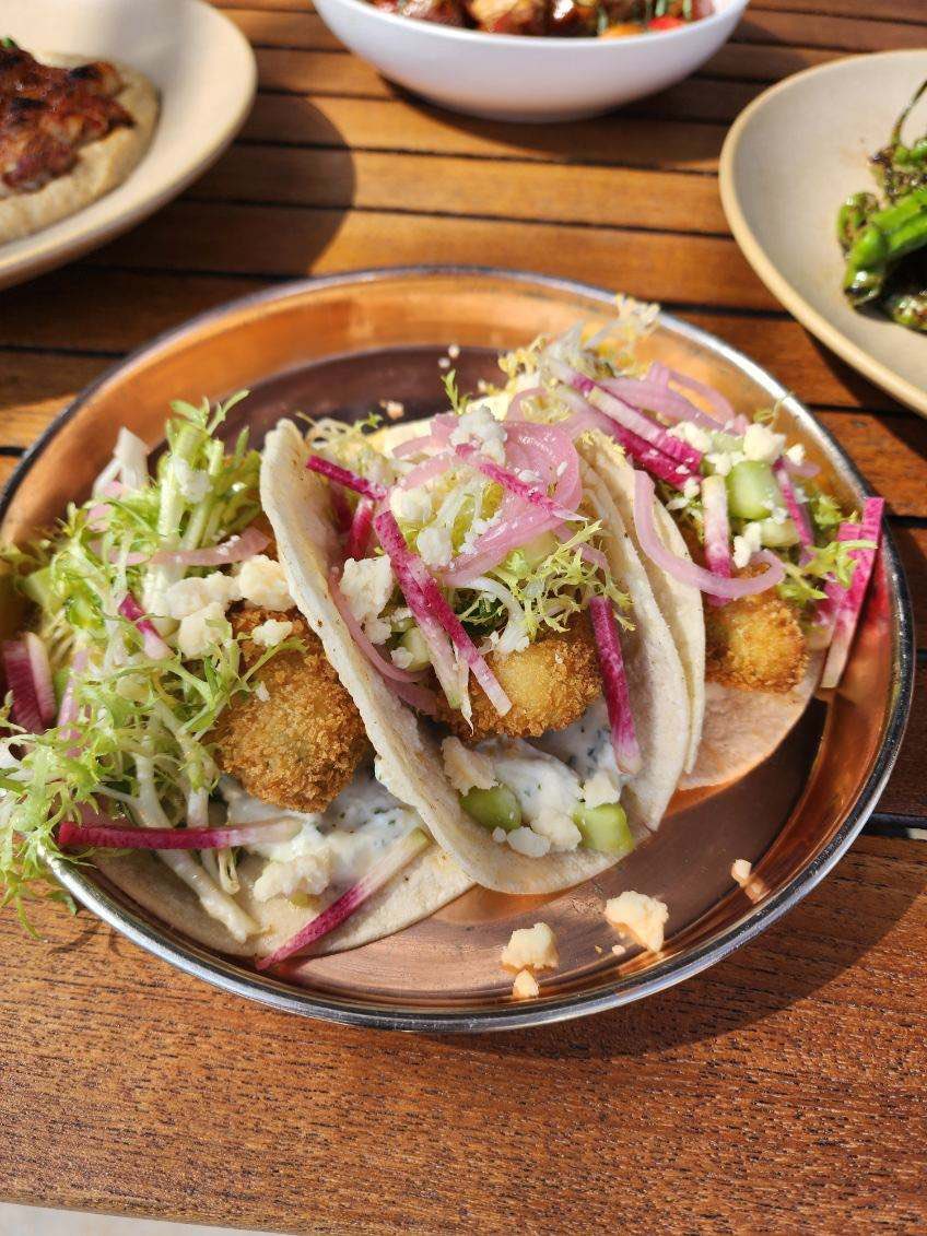 Fried avocado tacos 💖 
These watermelon radish’s look crazy! Always fun for a bright pop of color
