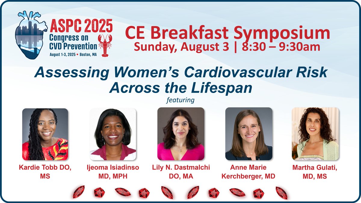 ASPC (@aspcardio) on Twitter photo Join us for breakfast Sunday morning at #ASPC2025 for a special symposium focused on assessing women's CVD risk across the lifespan. Moderated by <a href="/a_l_bailey/">Alison L. Bailey, MD</a>, MD, FASPC.
ow.ly/wb5w50Wpgmi
#CVDPrevention #HeartHealth #ASPC Join us for breakfast Sunday morning at #ASPC2025 for a special symposium focused on assessing women's CVD risk across the lifespan. Moderated by <a href="/a_l_bailey/">Alison L. Bailey, MD</a>, MD, FASPC.
ow.ly/wb5w50Wpgmi
#CVDPrevention #HeartHealth #ASPC