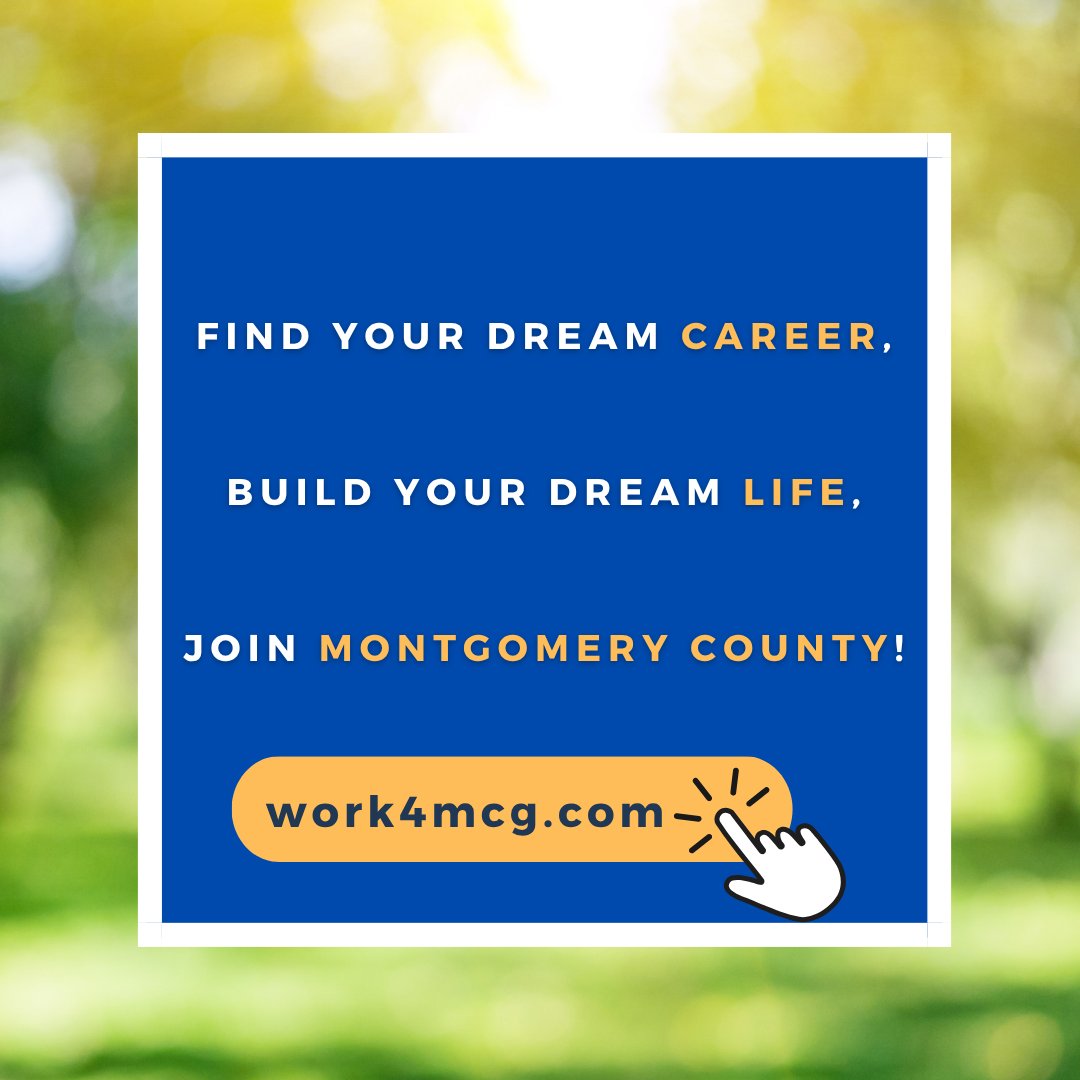 WORK4MCG's tweet image. We’re proud to share that #MontgomeryCountyMD is ranked #6 in the nation for new families in SmartAsset’s 2025 study! ow.ly/vpQC50Wj1GA
Discover your dream #career with Montgomery County Government at work4mcg.com!