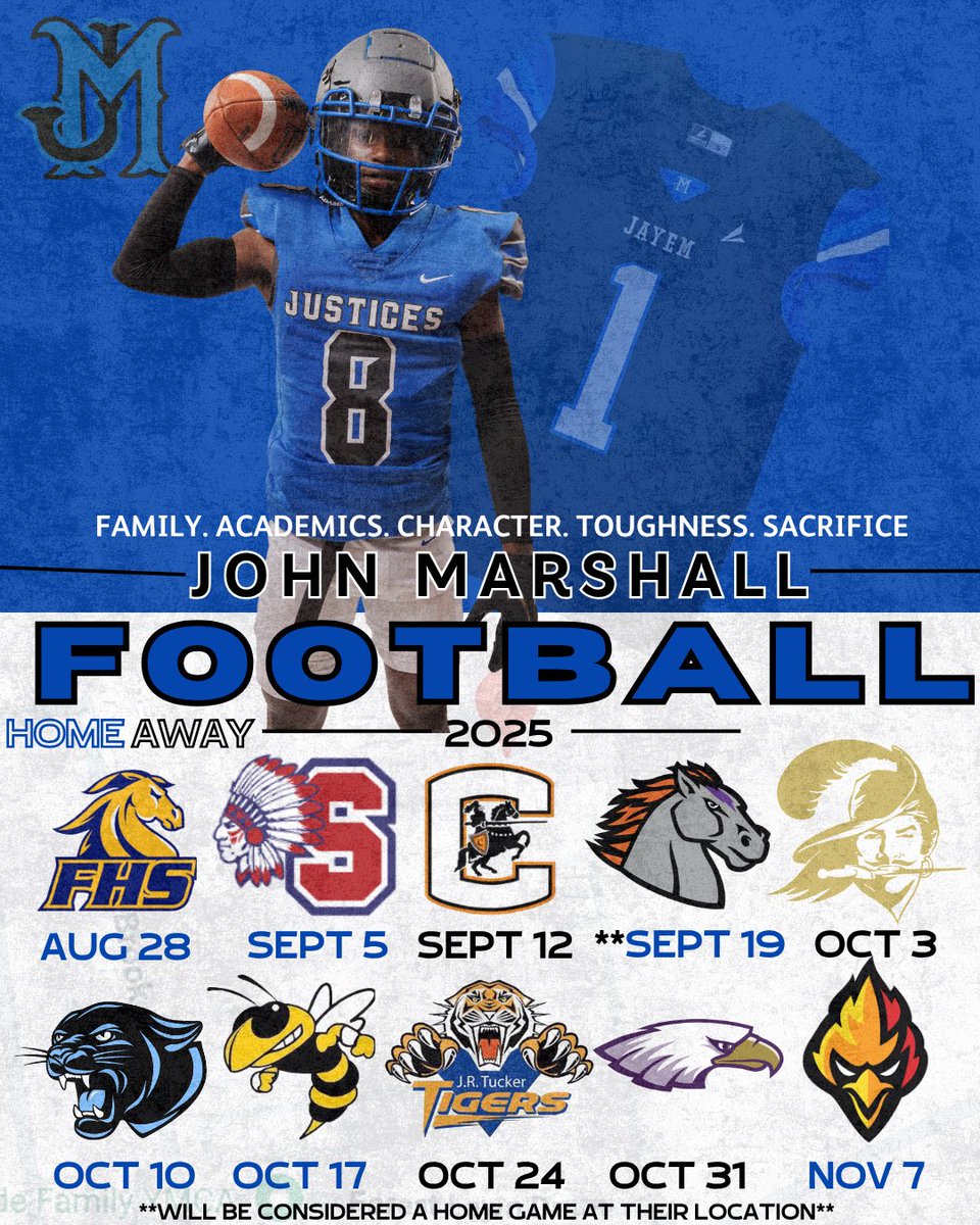 JMJusticesFB's tweet image. For our COMMUNITY! 🗣️ We’re kicking off the season at HOME vs. Franklin! 🏈 ALL home games will be held at Virginia Union University (**except for the Mechanicsville matchup.)

We can’t wait to feel the Joy and Pride of the Northside in the stands all season long!
