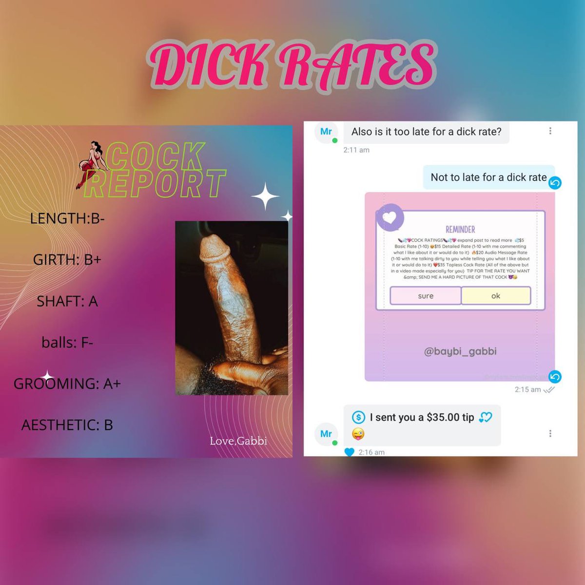 Send pics &amp; clips now after u Tip me 
🍆 Reg dick rate wit report $10
🍆 Voice rate wit report $12
🍆 Spin or Group rate $15
🍆 Nude rate $30
🍆Cum shot rate $35
🍆 Custom dick rate dedication $40