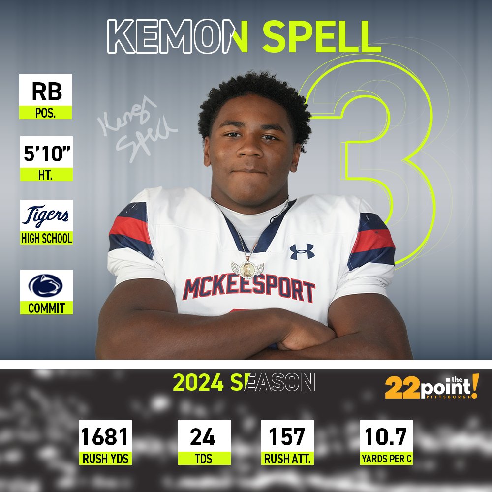 22ThePoint's tweet image. Meet Kemon
- @KemonJones9
-RB, Mckeesport (@McKTigersFB )
-Top 22 Player
- "Mr. Pennsylvania"