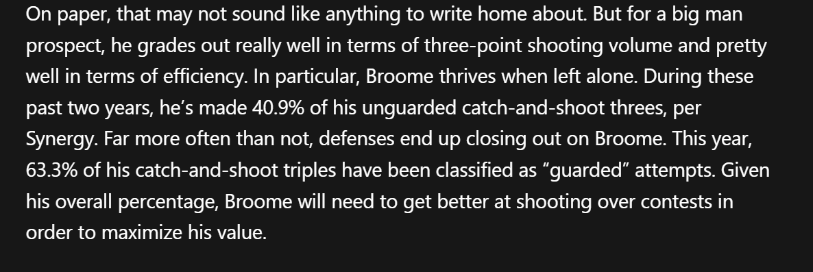 Johni Broome's Summer league 3 point shooting is starting to make sense. We didn't look hard enough.