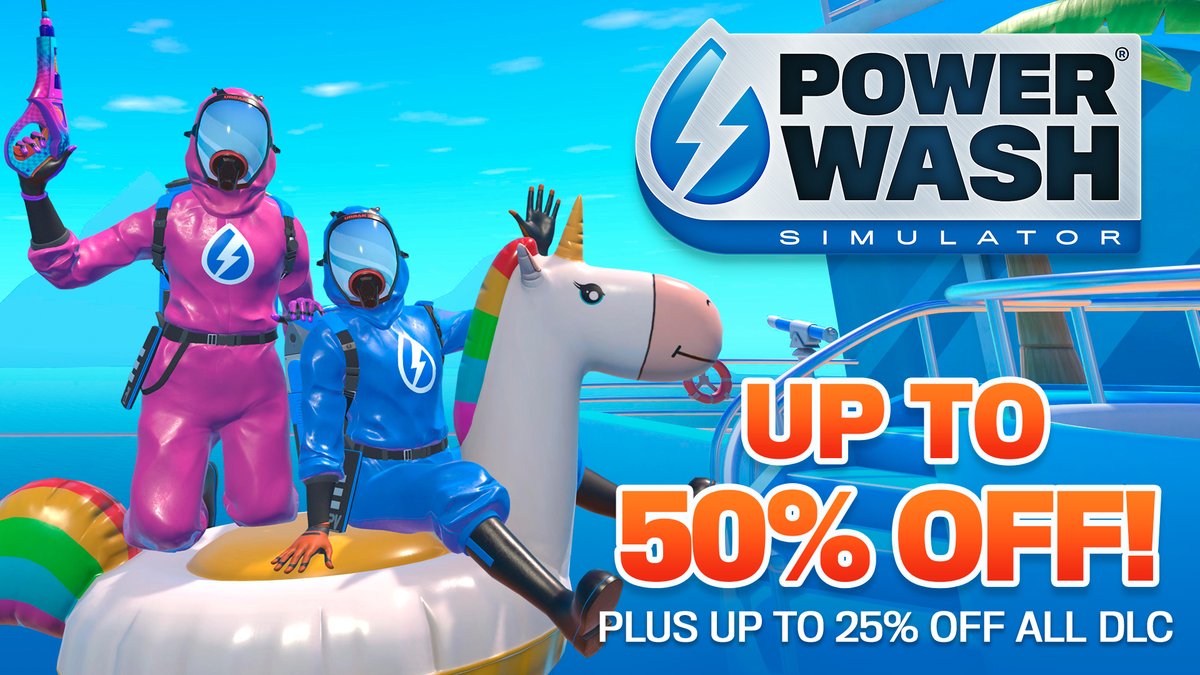 SquareEnix's tweet image. Can't handle the heat? 💦
Cool off with up to 50% off on PowerWash Simulator and 25% off all special packs for Xbox and PlayStation!
Sale now on Microsoft Store until 31st July and PlayStation Store until 30th July.