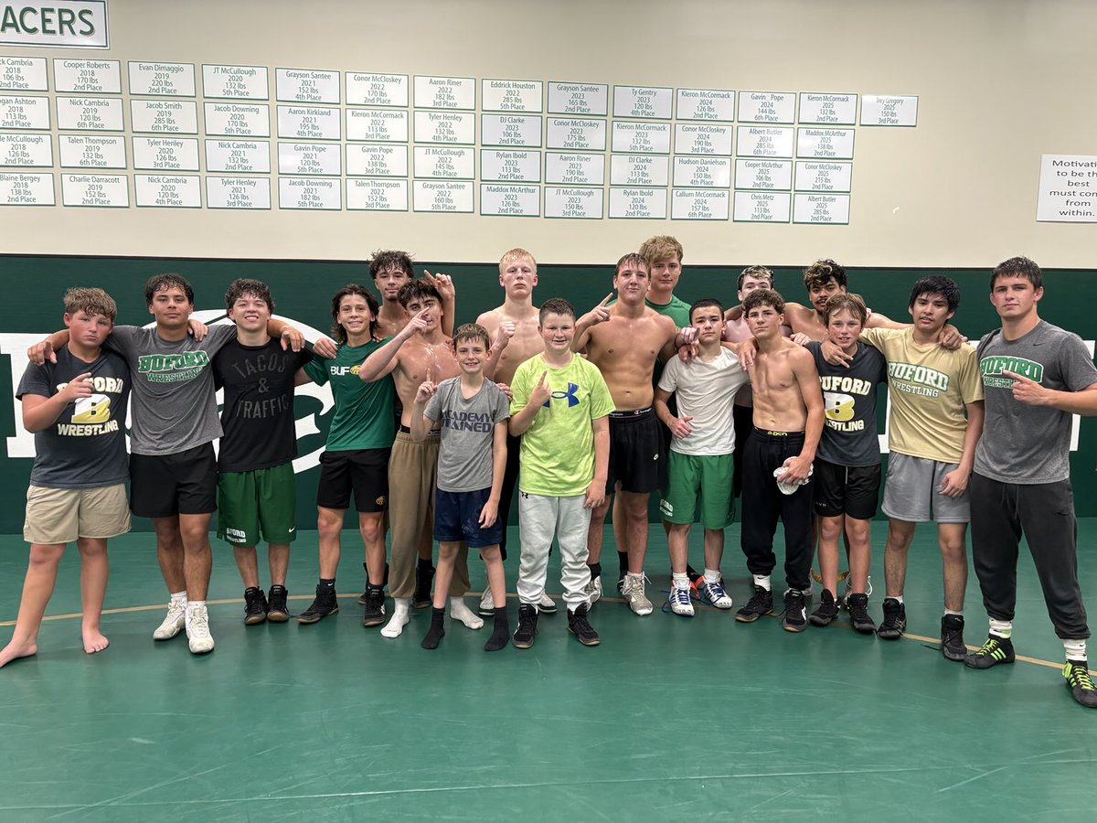 Last day of summer workouts. 5 at Fargo  17 in the room. Great job guys!
