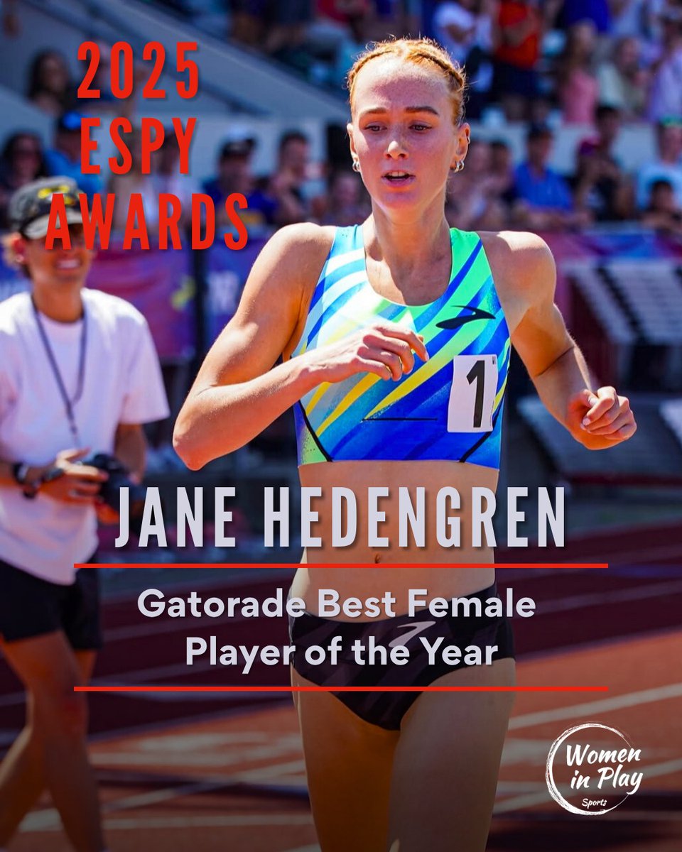 wmninplay's tweet photo. #ESPYS 
CONGRATULATIONS, JANE HEDENGREN! 

2025 Espy Award Winner: 
*Gatorade Best Female Player of the Year 

#track #trackandfield #runner #womenrunning #womenwhorun #womeninplay #womeninplaysports #womeninsports https://t.co/H2cEqrr5tr