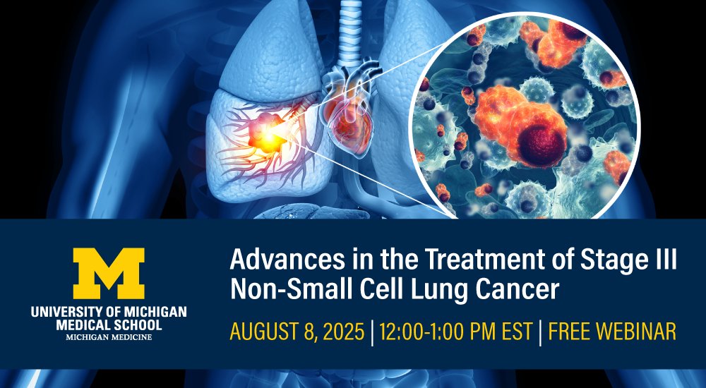 UMIntMed's tweet image. 🚨 Free #CME webinar! Join Drs. Angel Qin, Emily DuComb, Steven Allen, and Kiran Lagisetty, for an engaging virtual panel discussion on the evolving landscape of #NSCLC treatment.

Register now: lnkd.in/d6dP2xUC