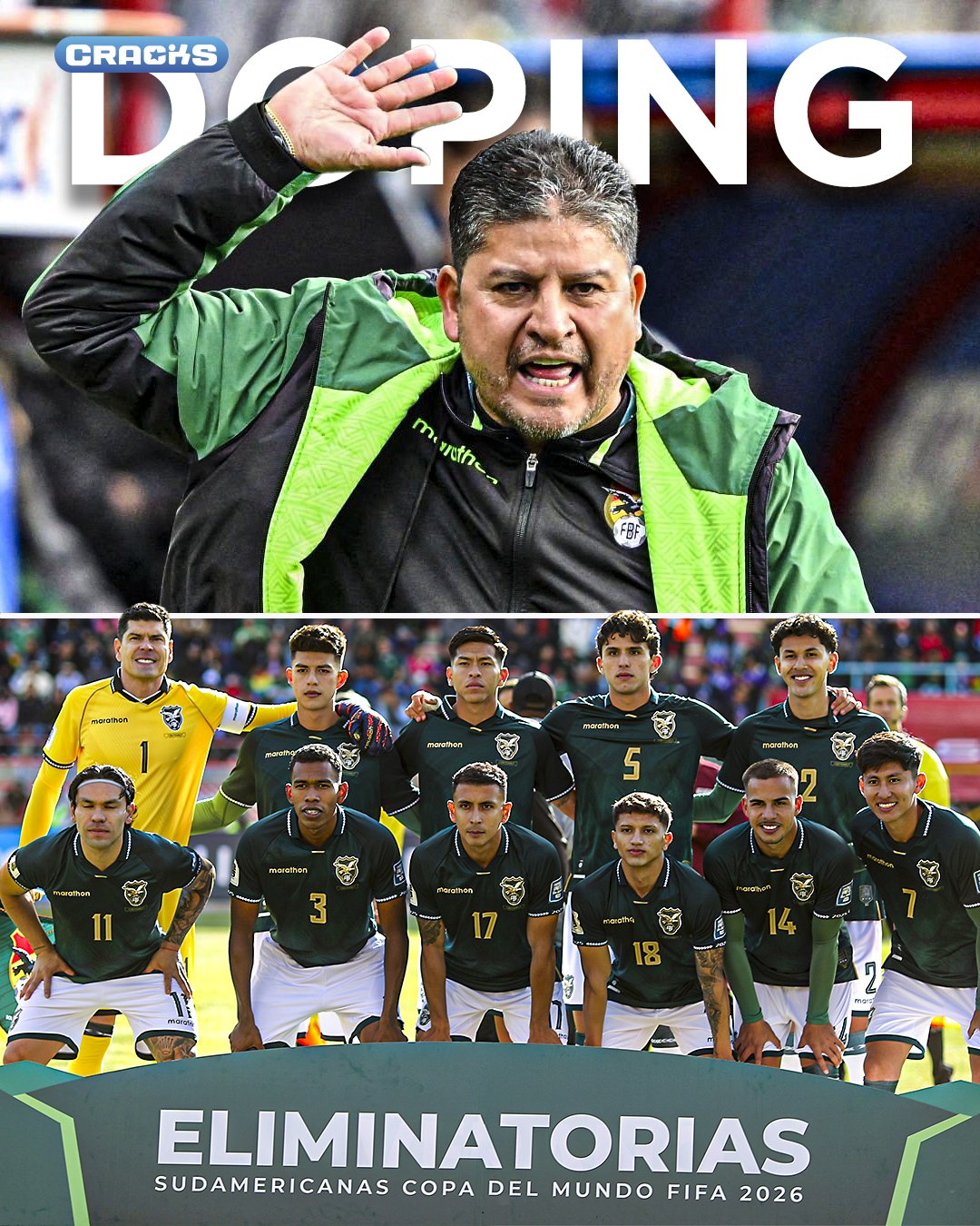 Se reporta que Bolivia podría perder hasta 7 puntos en la eliminatorias por un caso grave de dopaje.