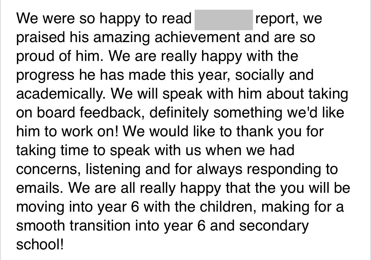 MrBH96's tweet image. Spending hours writing reports makes it so worth it when you have feedback like this…
#Teacher5aDay