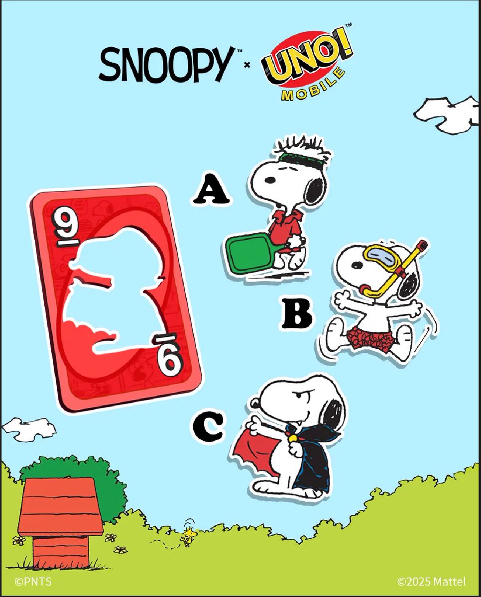 Snoopypictuers's tweet image. "Luck?"
Tennis Pro Snoopy aces you with +4s 🎾
Diver Snoopy sinks your last card 🤿
"Still calling it luck?" 🃏
🔗 facebook.com/UNOnow
🎁GIft Code:SNOOPYUNO2025