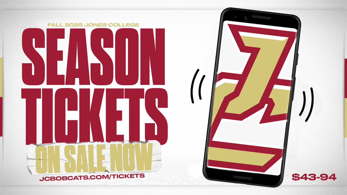 JC_Bobcats's tweet image. Jones College single-game and season tickets are on sale now for the 2025 fall season!
🎟️jcbobcats.com/tickets