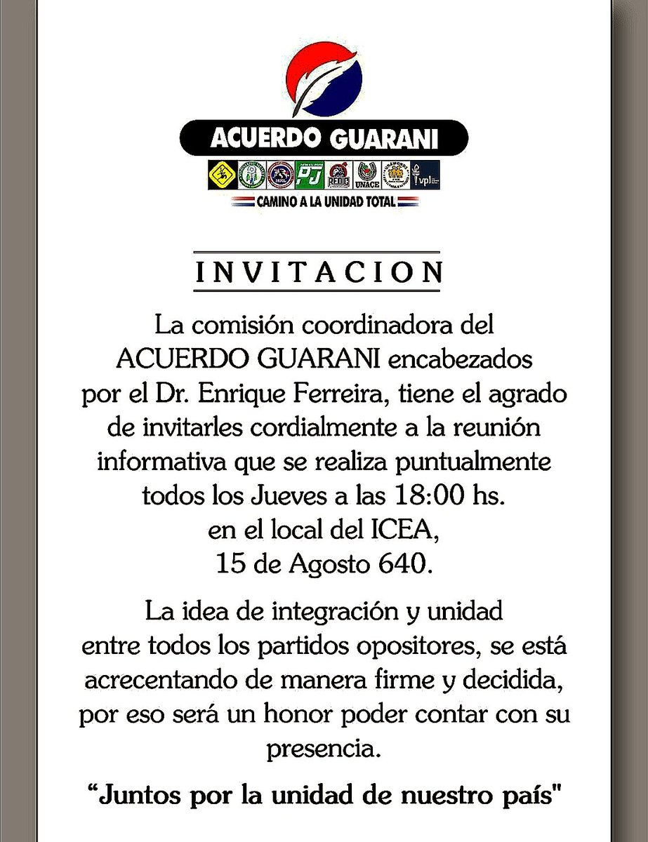 ParaguayoCubas's tweet image. 🗓 Hoy JUEVES 17/julio
.