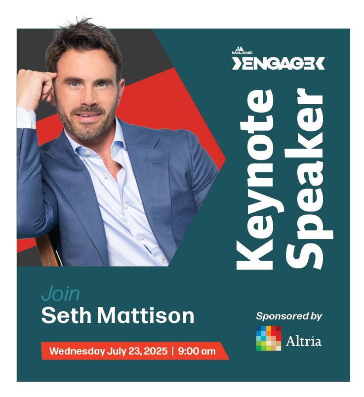 McLane is excited to announce our #KeynoteSpeaker for Engage 2025 is... Seth Mattison, Chief Movement Officer of Luminate Labs! Mattison is an author, futurist, and expert on workforce trends and business strategy. Learn more at, mclaneengage.com

#McLaneEngage #Engage2025