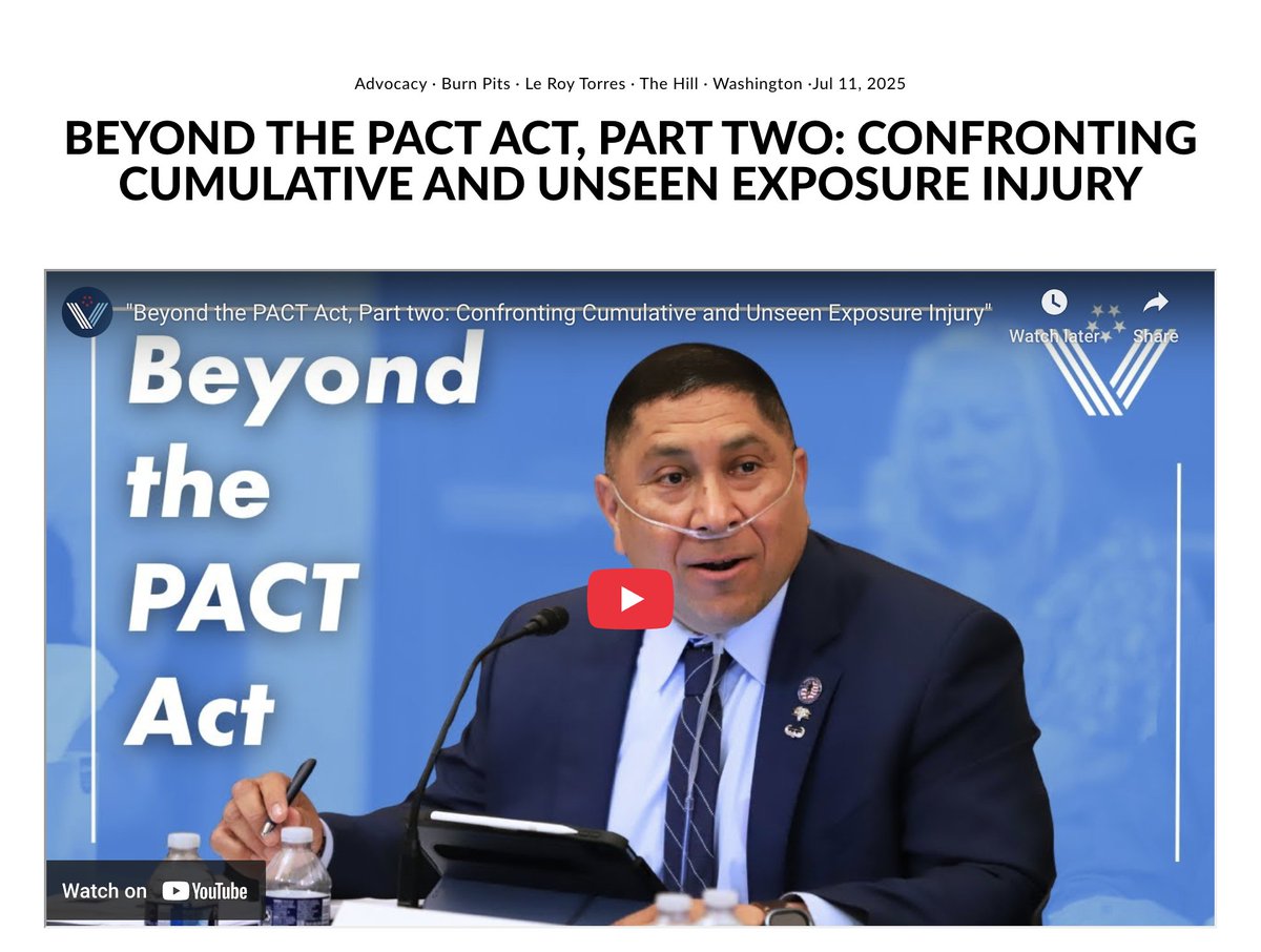 Burnpit360's tweet image. Retired Capt. Le Roy Torres, co-founder, Burn Pits 360, testified on Capitol Hill to the House Committee on Veterans’ Affairs on June 25, 2025: burnpits360.org/blogs/news/le-….
@VetAffairsDems @HouseVetAffairs @Optum
#bipartisan #advocacy #HVAC #thehill #pactact