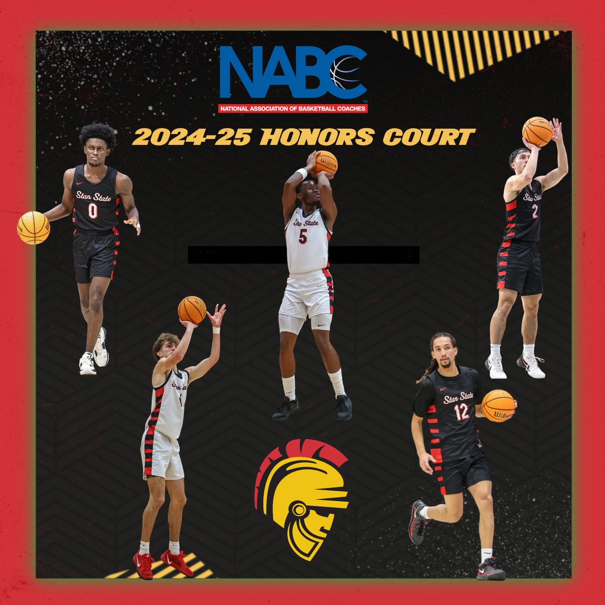 GoStanState's tweet image. These Warriors bring it to the court AND the classroom ๐ฅ๐
Stan State Menโs Basketball earns national academic recognition from @NABC1927!
๐ Cibull
๐ Fallay
๐ Jones
๐ Ordonio
๐ Smith...For the complete release, go to the linktree in the bio. #ValleyTough