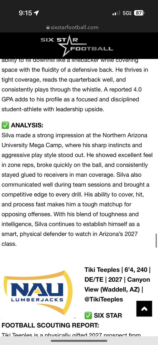 Kash Silva (@kashsilva88) on Twitter photo Thank you <a href="/sixstarfootball/">Six Star Football | PLUS+</a> for the write up from the NAU camp last month! Continuing to work and excited for our 2025 season. 🅿️ <a href="/KINGREYNARD7/">Coach Reynard</a> <a href="/Bjwhitener47/">Coach Whitener</a> <a href="/PinnaclePioneer/">PINNACLE FOOTBALL 🅿️🏈</a> <a href="/PrepRedzoneAZ/">Prep Redzone Arizona</a> Thank you <a href="/sixstarfootball/">Six Star Football | PLUS+</a> for the write up from the NAU camp last month! Continuing to work and excited for our 2025 season. 🅿️ <a href="/KINGREYNARD7/">Coach Reynard</a> <a href="/Bjwhitener47/">Coach Whitener</a> <a href="/PinnaclePioneer/">PINNACLE FOOTBALL 🅿️🏈</a> <a href="/PrepRedzoneAZ/">Prep Redzone Arizona</a>