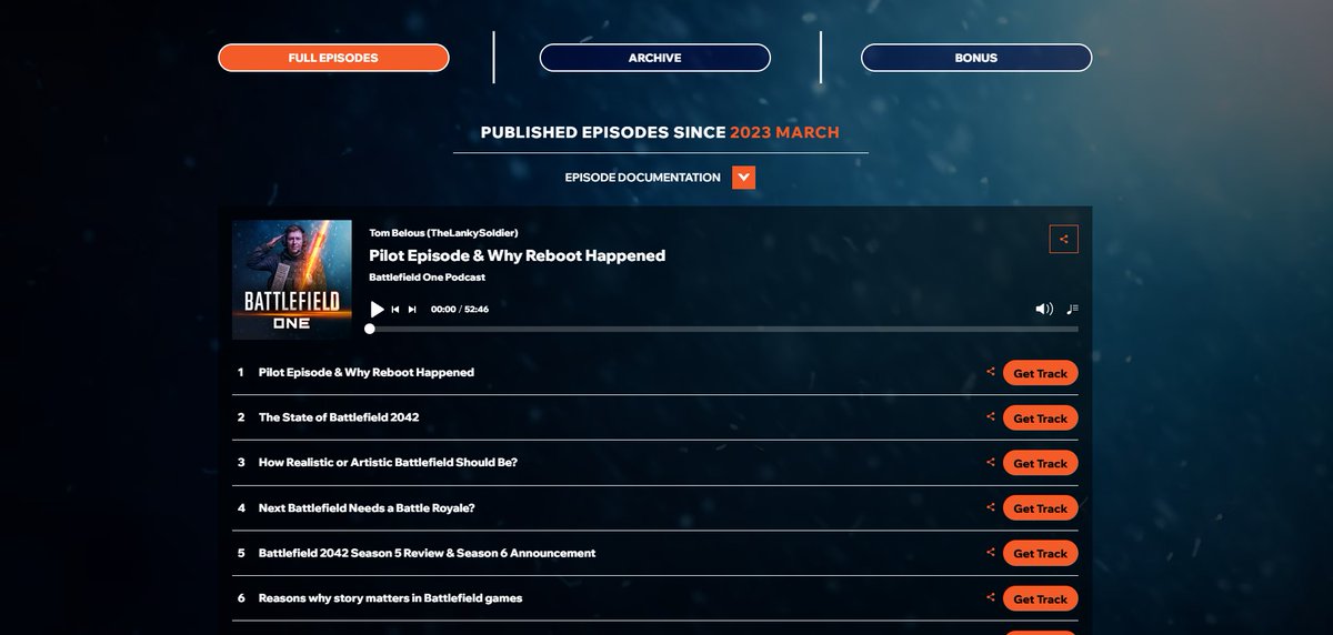 TheLankySoldier's tweet image. ANNOUNCEMENT
Battlefield One Podcast website finally up
battlefieldone.net
The main purpose of this website is not only to store our episodes as archive & history, but also to be #1 destination for anyone that wants to know all the latest news & updates about Battlefield