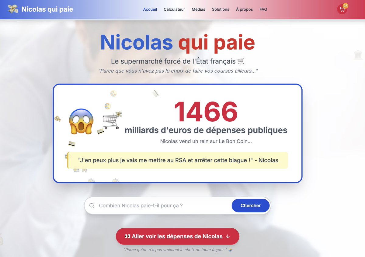 Journée de la libération fiscale ET mon anniversaire, coïncidence ? Je ne pense pas 👀

Pour fêter ça, on vous a préparé 2 surprises :
🎥 Un nouveau format qui débutera ce dimanche sur YouTube 
💻 Un site dédié à notre cher État français et qui rend hommage à #NicolasQuiPaie 👇