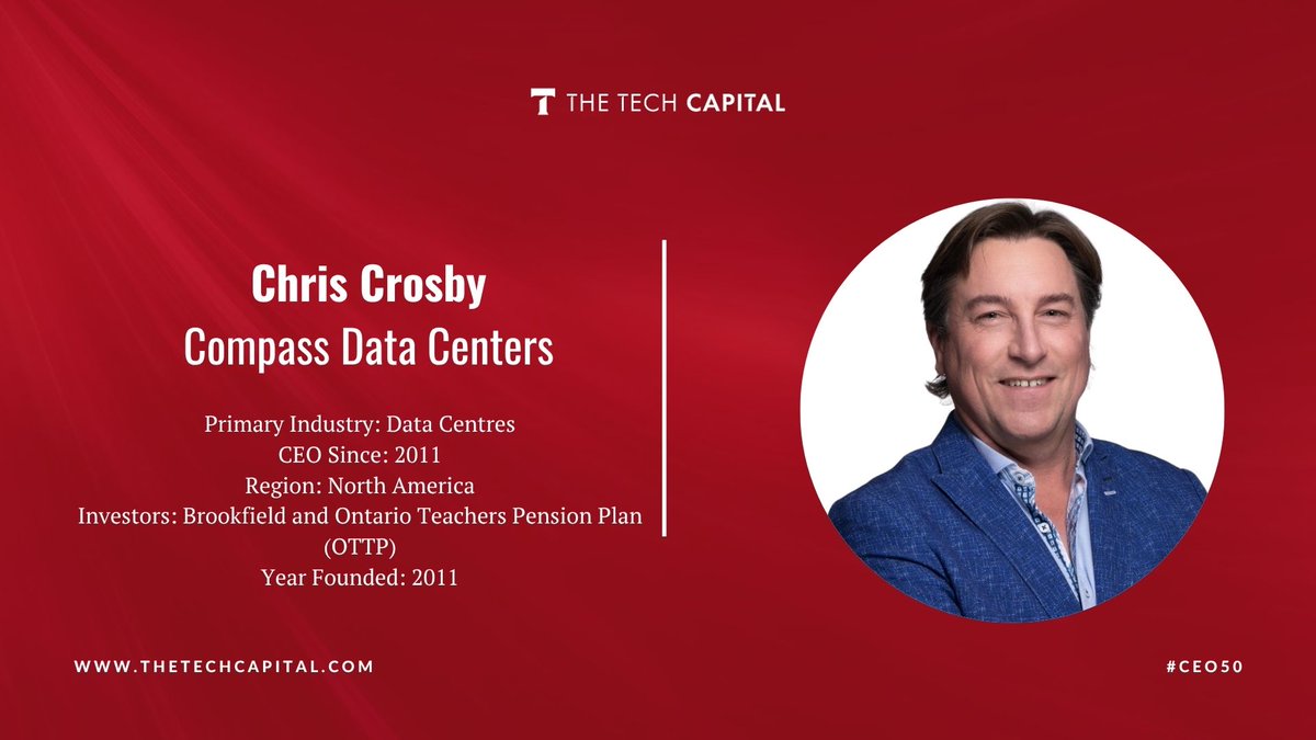 Compass Datacenters (@compassdcs) on Twitter photo Big news! 🎉 Our CEO, Chris Crosby, has been named to <a href="/thetechcapital_/">The Tech Capital</a>'s inaugural #CEO50 list! A true leader driving digital infrastructure & AI. So proud! Learn more & see the full list of industry transformers:
bit.ly/4nSqC5a
#CEO50 #TheTechCapital #Leadership Big news! 🎉 Our CEO, Chris Crosby, has been named to <a href="/thetechcapital_/">The Tech Capital</a>'s inaugural #CEO50 list! A true leader driving digital infrastructure & AI. So proud! Learn more & see the full list of industry transformers:
bit.ly/4nSqC5a
#CEO50 #TheTechCapital #Leadership