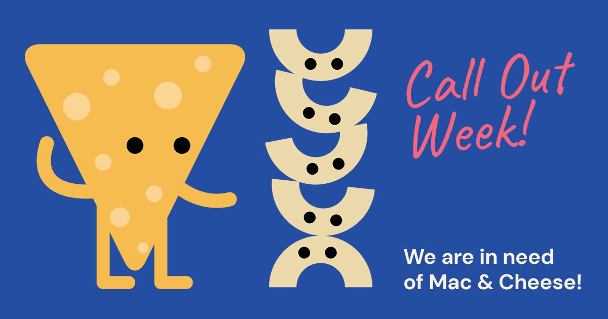 Our "Christmas in July" theme is NOT picking up steam. 
We're running low on many items so w're doing call-outs for items this week. Pick up some extra on your next grocery run, or check your pantry.
Today, mac'n'cheese dinners are the ask... if you can spare it, share it.